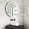 Harbour Status LED Illuminated Black Frame Round Mirror With Demister Pad & Colour Change LEDs - 800mm -Vado Sale Store harbour status led black frame round mirror 800mm bright lifestyle