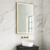 Harbour Status LED Illuminated Brushed Brass Framed Mirror With Demister Pad, Bluetooth & Colour Change LEDs - 600 X 1000mm -Vado Sale Store harbour status led brushed brass rectangular mirror day lifestyle