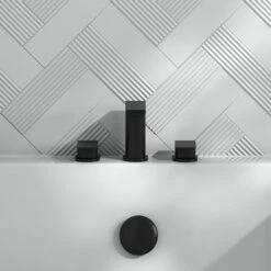 Harbour Status Matt Black 3 Hole Bath Mixer Tap
