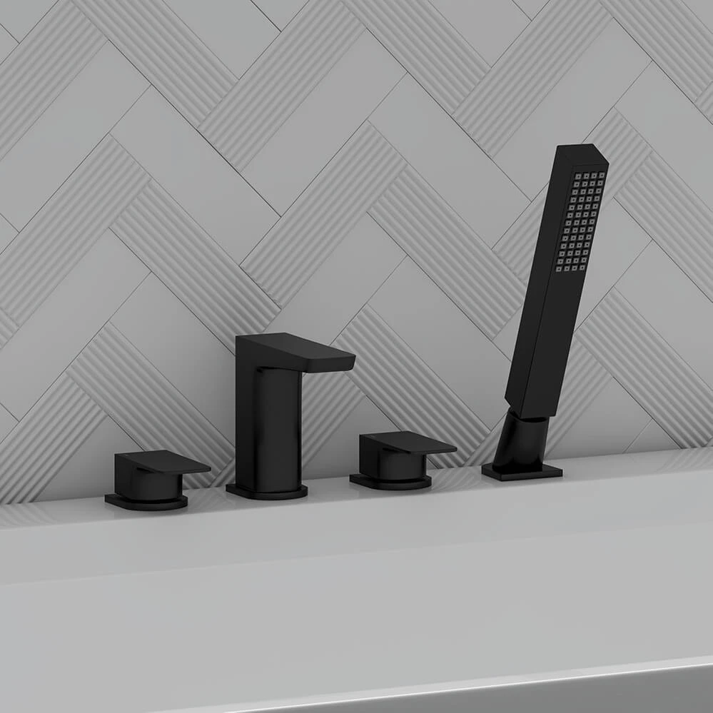 Harbour Status Matt Black 4 Hole Bath Mixer With Pull Out Handset 3 Harbour Status Matt Black 4 Hole Bath Mixer With Pull Out Handset