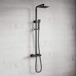 Harbour Status Matt Black Thermostatic Exposed Shower Kit