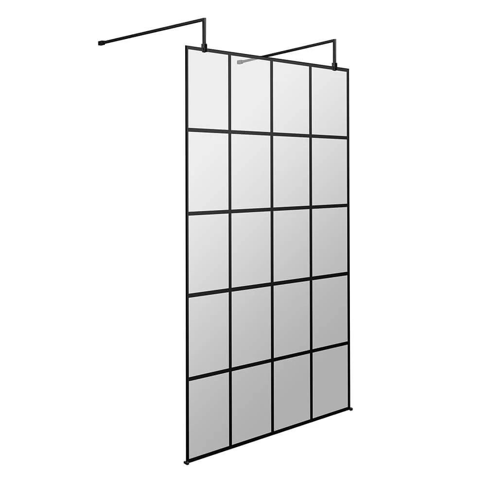 Vellamo City 8mm Easy Clean Matt Black Framed Freestanding Walk In Panel - 900mm 4 Vellamo City 8mm Easy Clean Matt Black Framed Freestanding Walk In Panel - 900mm - Image 2