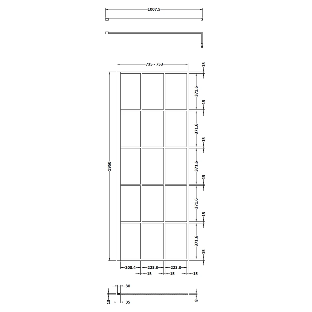 Vellamo City 8mm Easy Clean Matt Black Framed Walk In 2 Panel Pack - 800mm & 1100mm 8 Vellamo City 8mm Easy Clean Matt Black Framed Walk In 2 Panel Pack - 800mm & 1100mm - Image 6