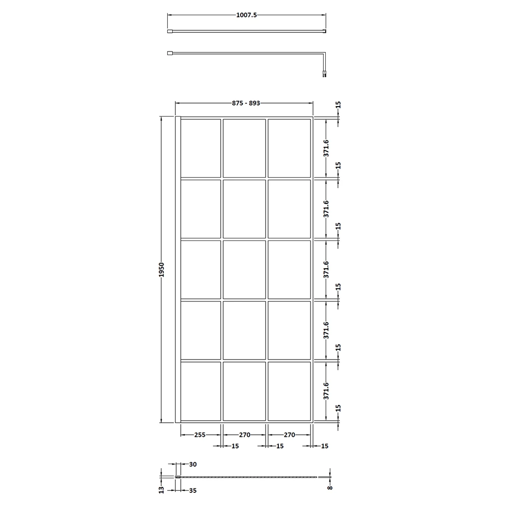 Vellamo City 8mm Easy Clean Matt Black Framed Walk In Panel & Fixed Return Panel - 1100mm 14 Vellamo City 8mm Easy Clean Matt Black Framed Walk In Panel & Fixed Return Panel - 1100mm - Image 12