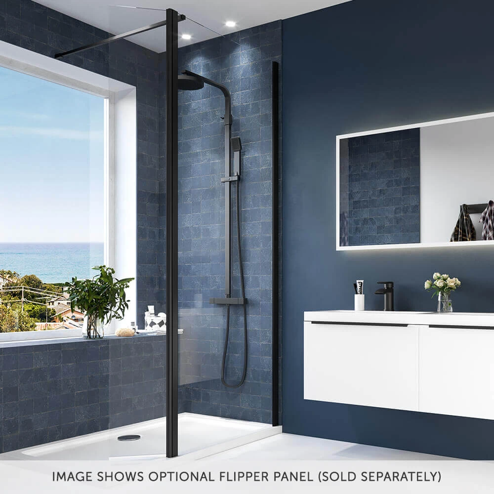 Harbour Status Matt Black 8mm Walk In Front/Side Panel - 800mm 5 Harbour Status Matt Black 8mm Walk In Front/Side Panel - 800mm - Image 3