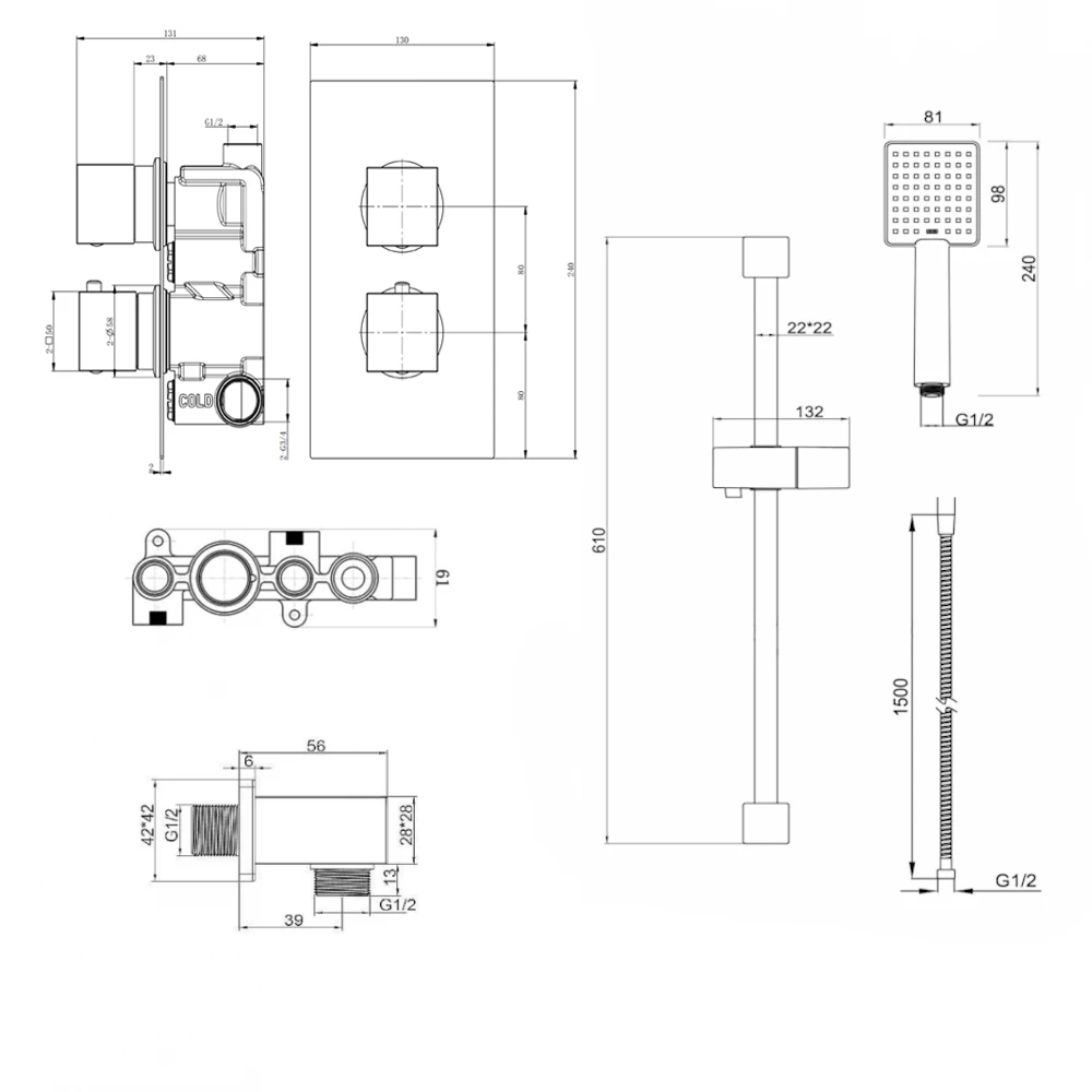 Harbour Status Concealed Thermostatic Valve & Slide Rail Kit 5 Harbour Status Concealed Thermostatic Valve & Slide Rail Kit - Image 3