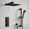 Harbour Status Concealed Shower Valve, Fixed Wall Mounted 300mm Head & Slide Rail Kit - Matt Black 2 Harbour Status Concealed Shower Valve, Fixed Wall Mounted 300mm Head & Slide Rail Kit - Matt Black -Vado Sale Store harbour status matt black shower wall arm lifestyle v2