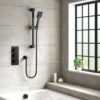 Harbour Status Matt Black Concealed Shower Valve, Shower Riser Rail Kit & Overflow Bath Filler 1 Harbour Status Matt Black Concealed Shower Valve, Shower Riser Rail Kit & Overflow Bath Filler -Vado Sale Store harbour status matt black slide rail overflow bath filler lifestyle v2