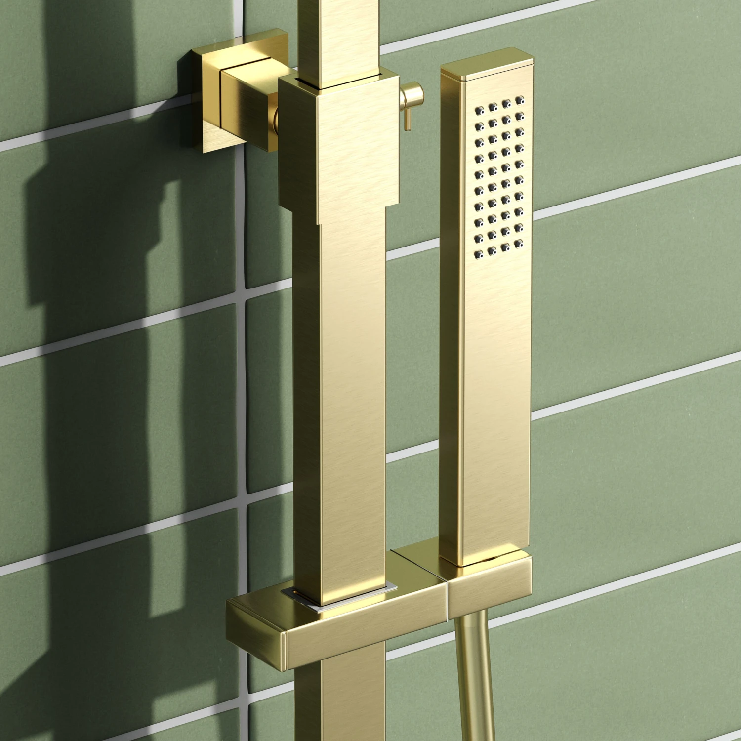 Harbour Status Brushed Brass Square Thermostatic Rigid Riser Shower Kit 6 Harbour Status Brushed Brass Square Thermostatic Rigid Riser Shower Kit - Image 4