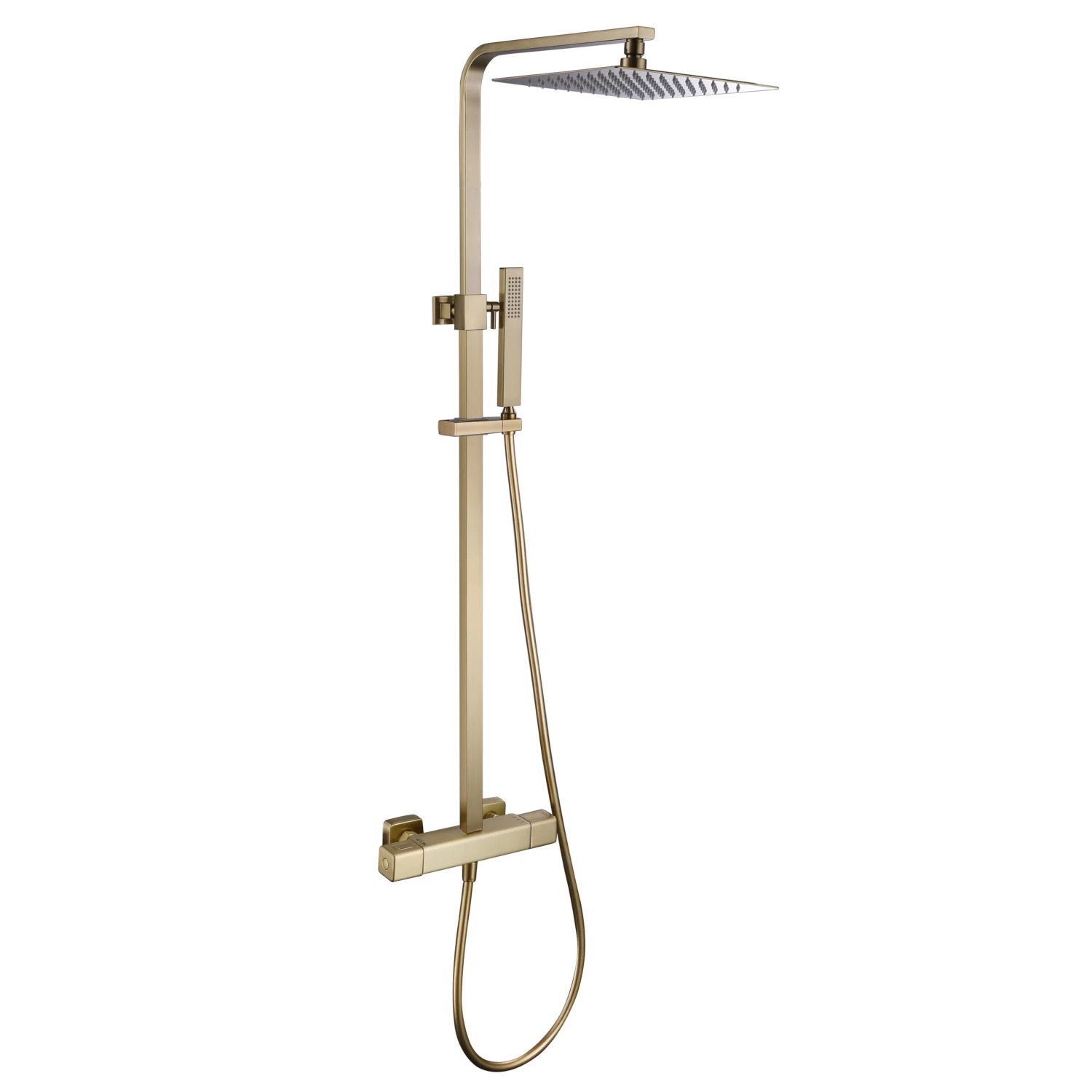Harbour Status Brushed Brass Square Thermostatic Rigid Riser Shower Kit 7 Harbour Status Brushed Brass Square Thermostatic Rigid Riser Shower Kit - Image 5