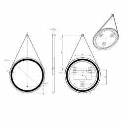 Harbour Status LED Illuminated Brushed Brass Round Mirror With Demister Pad, Colour Change Lights & Strap - 600mm -Vado Sale Store harbour status round led touch mirror drawing