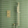 Harbour Status Brushed Brass Concealed Shower Valve & Slide Rail Shower Kit 1 Harbour Status Brushed Brass Concealed Shower Valve & Slide Rail Shower Kit -Vado Sale Store harbour status shower valve and slide rail kit brushed brass pack lifestyle