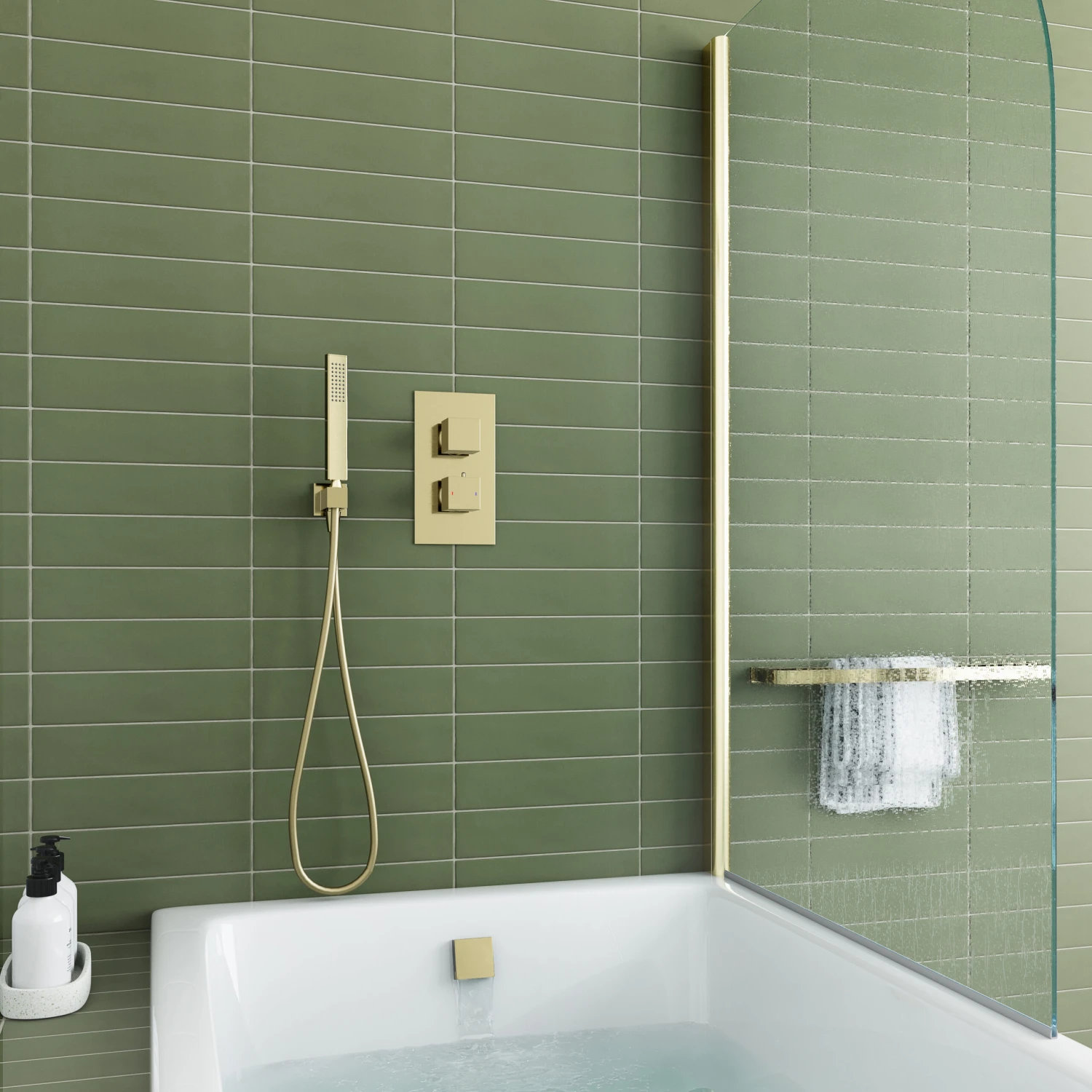 Harbour Status Brushed Brass Shower Package With 2 Outlet Valve, Wall Shower Kit And Overflow Bath Filler 4 Harbour Status Brushed Brass Shower Package With 2 Outlet Valve, Wall Shower Kit And Overflow Bath Filler - Image 2