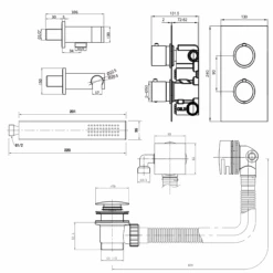 Harbour Status Brushed Brass Shower Package With 2 Outlet Valve, Wall Shower Kit And Overflow Bath Filler 9 Harbour Status Brushed Brass Shower Package With 2 Outlet Valve, Wall Shower Kit And Overflow Bath Filler -Vado Sale Store harbour status shower valve wall handset and filler brushed brass pack tech