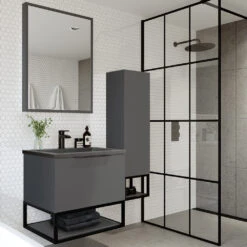 Harbour Virtue Mirror With Matt Grey Frame - 800 X 600mm 27 Harbour Virtue Mirror With Matt Grey Frame - 800 X 600mm -Vado Sale Store harbour virtue grey bathroom furniture lifestyle
