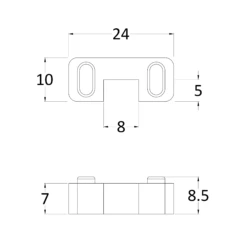 Harbour Contour Wetroom Screen Brushed Brass Support Foot -Vado Sale Store harbour wetroom screen support foot drawing 1