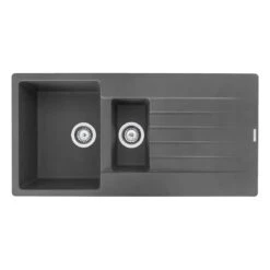 Reginox Harlem 1.5 Bowl White Granite Composite Kitchen Sink & Waste Kit - 1000 X 500mm -Vado Sale Store harlem15 gs cutout 1