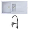 Reginox Harlem 1.5 Bowl White Granite Composite Sink & Waste Kit And Vellamo Hanbury Pull Out Mono Kitchen Mixer 1 Reginox Harlem 1.5 Bowl White Granite Composite Sink & Waste Kit And Vellamo Hanbury Pull Out Mono Kitchen Mixer -Vado Sale Store harlem15 pw ktap3 cutout
