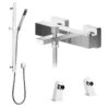Harrison Deck Mounted Thermostatic Bath Shower Mixer & Slide Rail Kit 1 Harrison Deck Mounted Thermostatic Bath Shower Mixer & Slide Rail Kit -Vado Sale Store harrison square bath shower thermostatic mixer deck legs and rail kit cutout