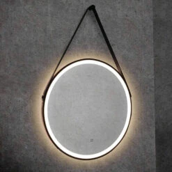 HiB Solstice 60 Illuminated LED Matt Black Round Mirror With Demister Pad - 600mm