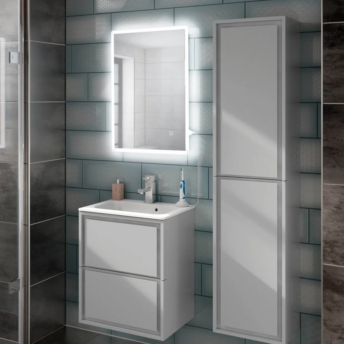 HIB Vega 50 Portrait LED Illuminated Ambient Mirror With Demister & Shaving Socket - 700 X 500mm 5 HIB Vega 50 Portrait LED Illuminated Ambient Mirror With Demister & Shaving Socket - 700 X 500mm - Image 3