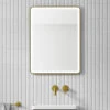 HIX LED Illuminated Brushed Brass Framed Mirror With Demister Pad & Colour Change Lights - 600 X 800mm -Vado Sale Store hix rectangular mirror led illuminated brushed brass lifestyle 2
