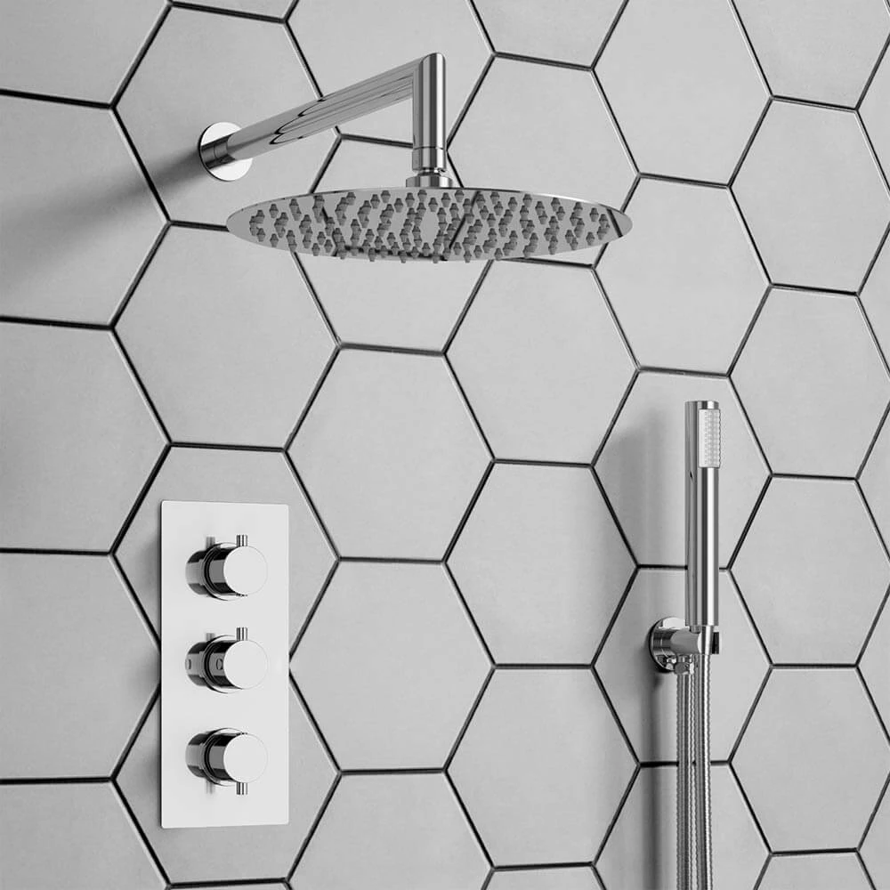 Holly Concealed Shower Valve, 300mm Fixed Shower Head & Handset - 150mm Ceiling Shower Arm 3 Holly Concealed Shower Valve, 300mm Fixed Shower Head & Handset - 150mm Ceiling Shower Arm