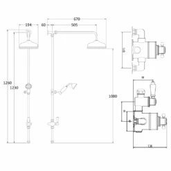 Hudson Reed Victorian Grand Black Topaz Rigid Riser Kit With Exposed Twin Valve - Chrome/Black -Vado Sale Store hudson reed black topaz rigid riser kit and valve drawing