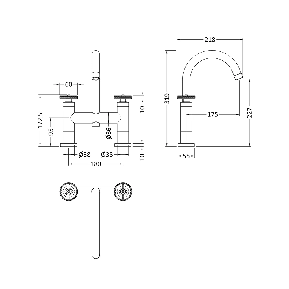 Hudson Reed Revolution Industrial Deck Mounted Bath Filler Tap 4 Hudson Reed Revolution Industrial Deck Mounted Bath Filler Tap - Image 2