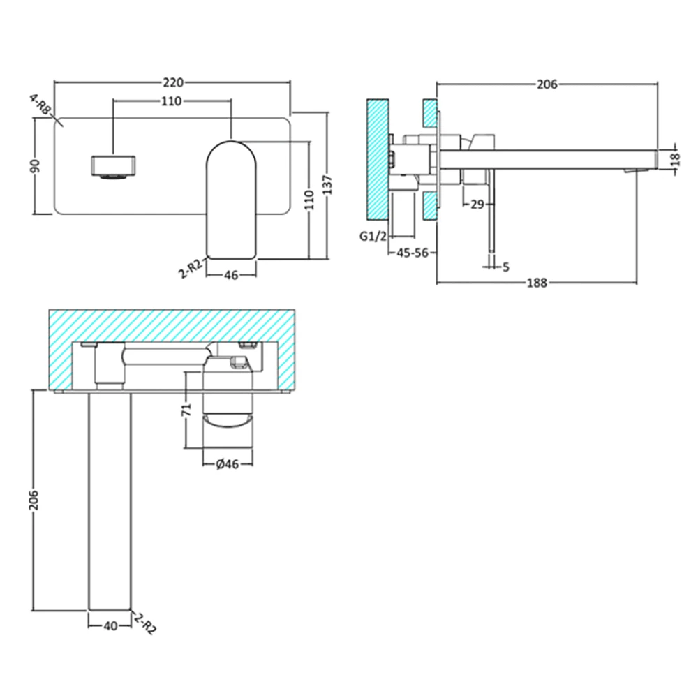 Hudson Reed Sottile Round Wall Mounted Basin Mixer Tap 5 Hudson Reed Sottile Round Wall Mounted Basin Mixer Tap - Image 3