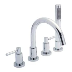 Hudson Reed Tec Lever 4 Hole Deck Mounted Bath Shower Mixer With Pull Out Handset
