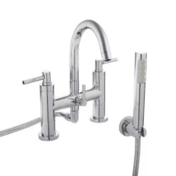Hudson Reed Tec Lever Deck Mounted Bath Shower Mixer With Handset Kit