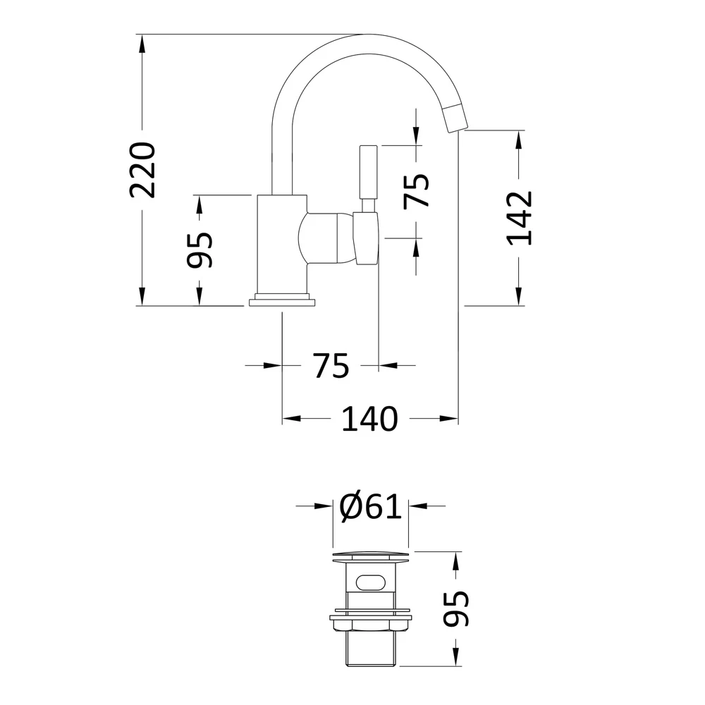 Hudson Reed Tec Single Lever Side Action Mono Basin Mixer 4 Hudson Reed Tec Single Lever Side Action Mono Basin Mixer - Image 2