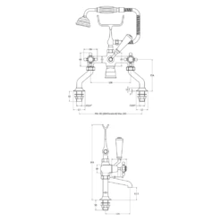 Hudson Reed Black Topaz Crosshead Deck Mounted Bath Shower Mixer With Handset Kit & Dome Collars 7 Hudson Reed Black Topaz Crosshead Deck Mounted Bath Shower Mixer With Handset Kit & Dome Collars -Vado Sale Store hudson reed topaz crosshead bath shower mixer bc404dx technical drawing