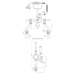 Hudson Reed Black Topaz Lever Deck Mounted Bath Shower Mixer With Handset Kit & Dome Collars -Vado Sale Store hudson reed topaz lever bath shower mixer bc404dl technical drawing