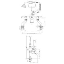 Hudson Reed Black Topaz Lever Deck Mounted Bath Shower Mixer With Handset Kit & Hexagonal Collars 9 Hudson Reed Black Topaz Lever Deck Mounted Bath Shower Mixer With Handset Kit & Hexagonal Collars -Vado Sale Store hudson reed topaz lever bath shower mixer bc404hl technical drawing