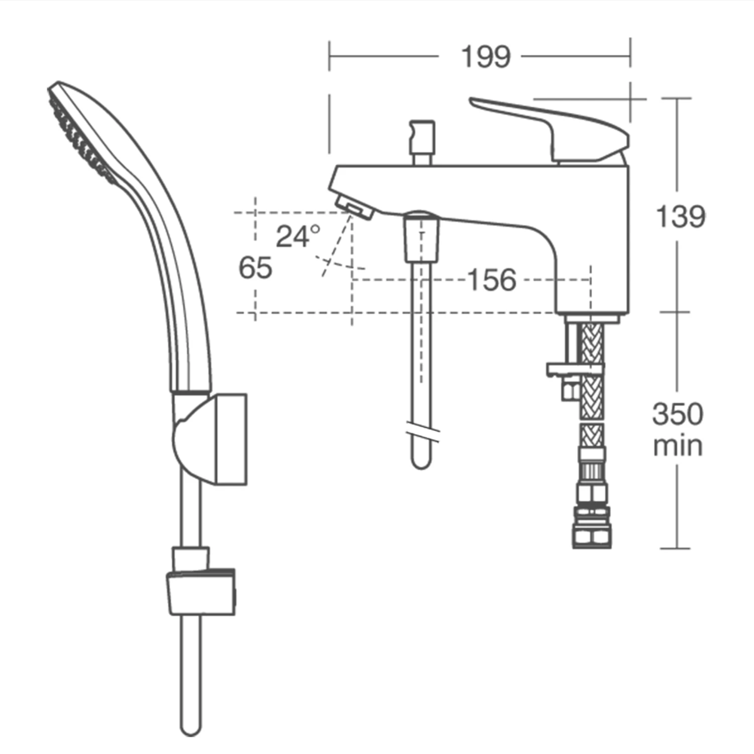 Ideal Standard Ceraflex Mono Bath Shower Mixer Tap & Shower Kit 7 Ideal Standard Ceraflex Mono Bath Shower Mixer Tap & Shower Kit - Image 5