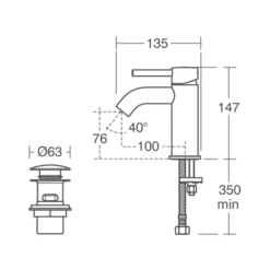 Ideal Standard Ceraline Mono Basin Mixer With Clicker Waste -Vado Sale Store ideal standard ceraline mixer waste drawing