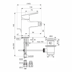 Ideal Standard Ceraplan Bidet Mixer Tap With Pop-Up Waste -Vado Sale Store ideal standard ceraplan bidet mixer tap popup waste tech