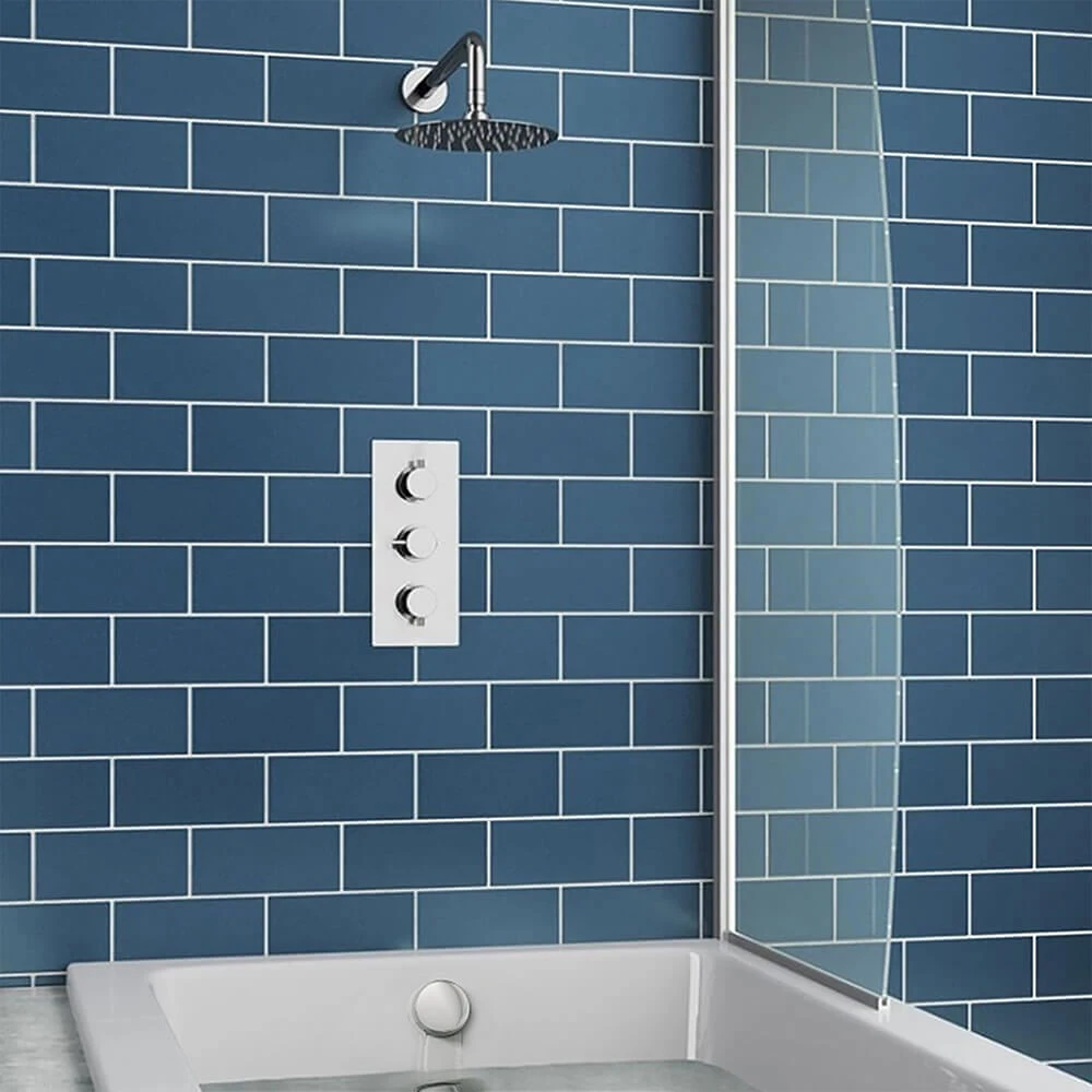 Imogen Concealed Shower Valve, 400mm Fixed Shower Head, 380mm Curved Wall Shower Arm & Overflow Bath Filler With Clicker Waste 3 Imogen Concealed Shower Valve, 400mm Fixed Shower Head, 380mm Curved Wall Shower Arm & Overflow Bath Filler With Clicker Waste