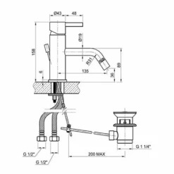 Vado Sale Store -Vado Sale Store inox bidet mixer pop up waste ix213 tech