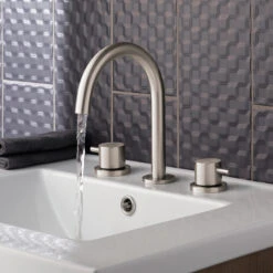 Inox Brushed Stainless Steel 3 Hole Deck Mounted Basin Mixer -Vado Sale Store inox brushed stainless steel 3 hole deck basin mixer lifestyle