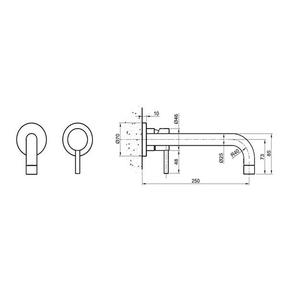 Inox Brushed Stainless Steel Wall Mounted Single Lever Basin Mixer 5 Inox Brushed Stainless Steel Wall Mounted Single Lever Basin Mixer - Image 3