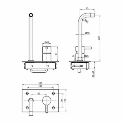 Inox Brushed Stainless Steel Wall Mounted Single Lever Basin Mixer With Backplate -Vado Sale Store inox wall basin tap backplate ix231 tech