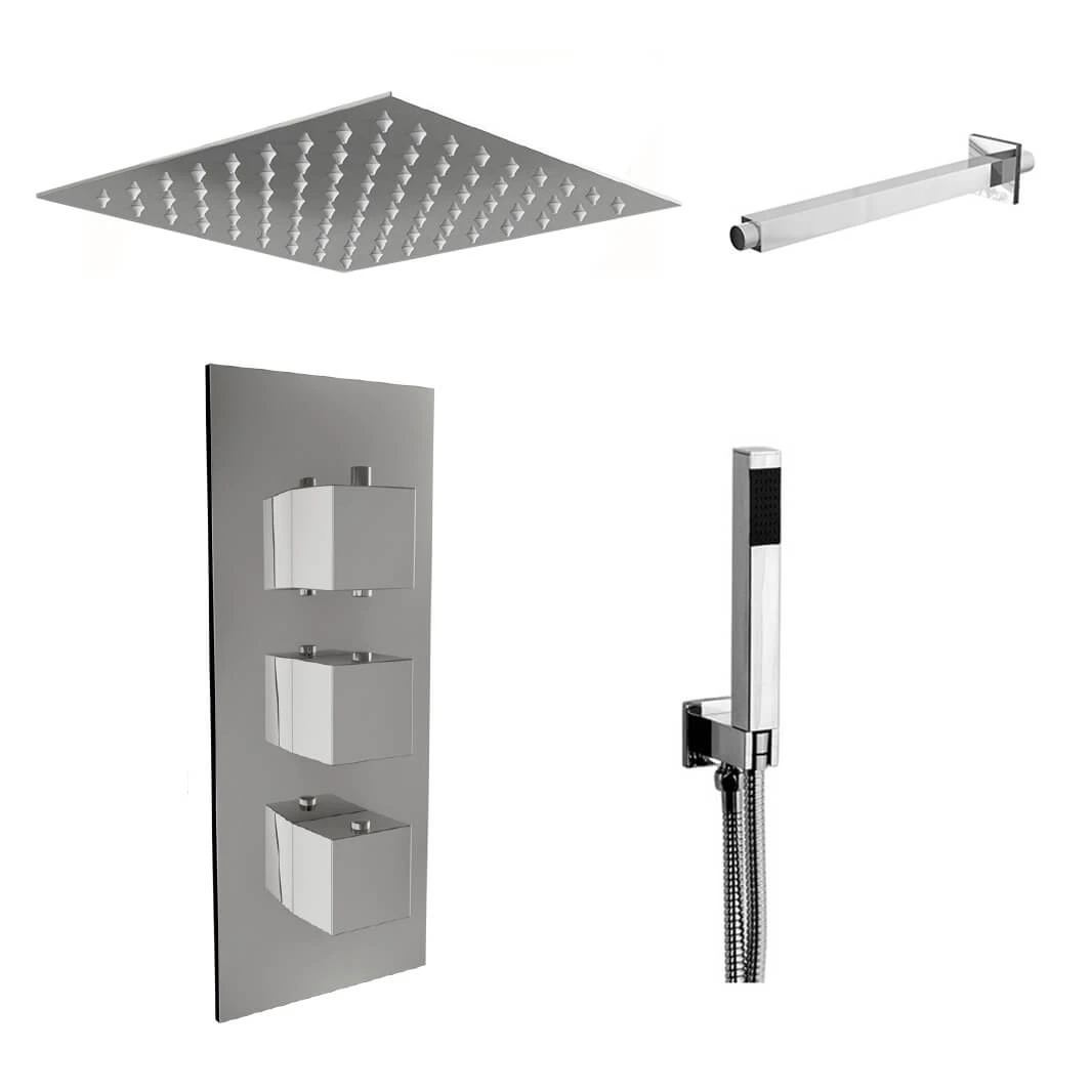 James Concealed Shower Valve, Fixed Head & Shower Handset Kit - 180mm Arm 4 James Concealed Shower Valve, Fixed Head & Shower Handset Kit - 180mm Arm - Image 2