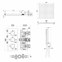 James Concealed Shower Valve, Fixed Head & Shower Handset Kit - 180mm Arm 13 James Concealed Shower Valve, Fixed Head & Shower Handset Kit - 180mm Arm -Vado Sale Store james shower valve head handset kit tech
