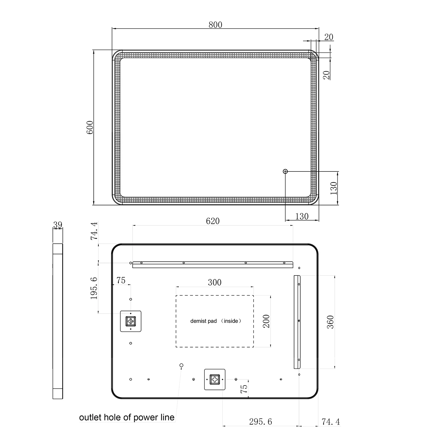 HIX LED Illuminated Brushed Brass Framed Mirror With Demister Pad & Colour Change Lights - 600 X 800mm 12 HIX LED Illuminated Brushed Brass Framed Mirror With Demister Pad & Colour Change Lights - 600 X 800mm - Image 10