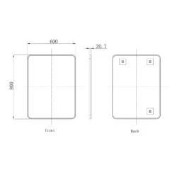 HIX Rectangular Matt Black Framed Bathroom Mirror - 600 X 800mm 15 HIX Rectangular Matt Black Framed Bathroom Mirror - 600 X 800mm -Vado Sale Store just taps hix 600x800mm mirror tech drawing