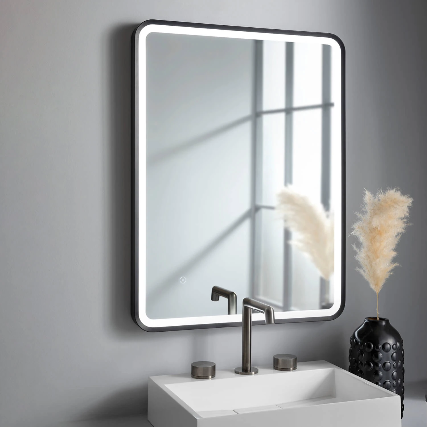 HIX LED Illuminated Brushed Brass Framed Mirror With Demister Pad & Colour Change Lights - 600 X 800mm 10 HIX LED Illuminated Brushed Brass Framed Mirror With Demister Pad & Colour Change Lights - 600 X 800mm - Image 8