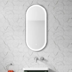 Just Taps LED Illuminated Oval Bathroom Mirror With Heated Demister Pad & Colour Change Lights - 1000 X 450mm